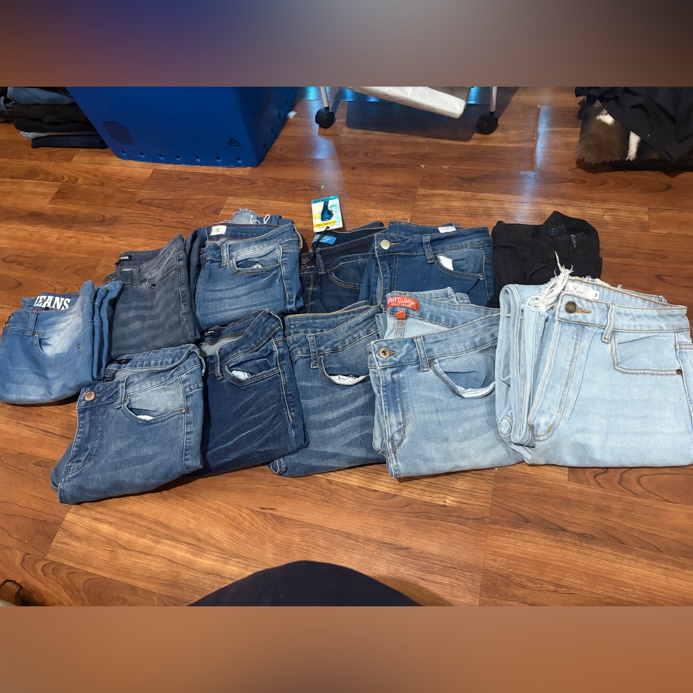 Assorted Blue Denim Jeans Stack - image 1